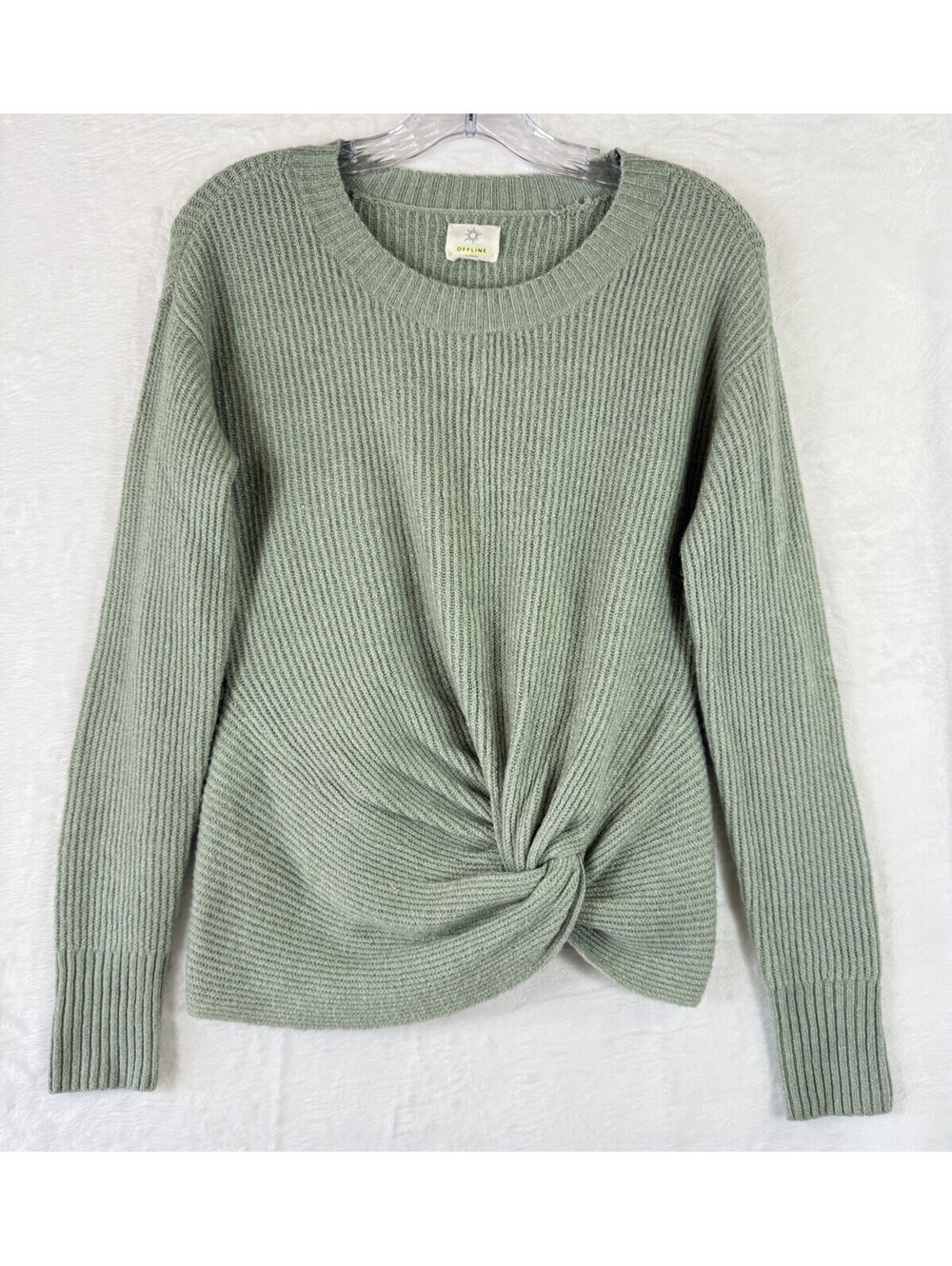 Offline By Aerie Sweater XS Green Tops Twist Front Long Sleeve Womens